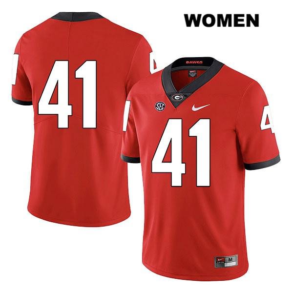 Georgia Bulldogs Women's Channing Tindall #41 NCAA No Name Legend Authentic Red Nike Stitched College Football Jersey IAU6756AP